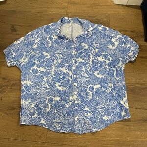 Blue Sky Clothing Short Sleeve Billow Bamboo Button Down Casual Women’s Shirt S